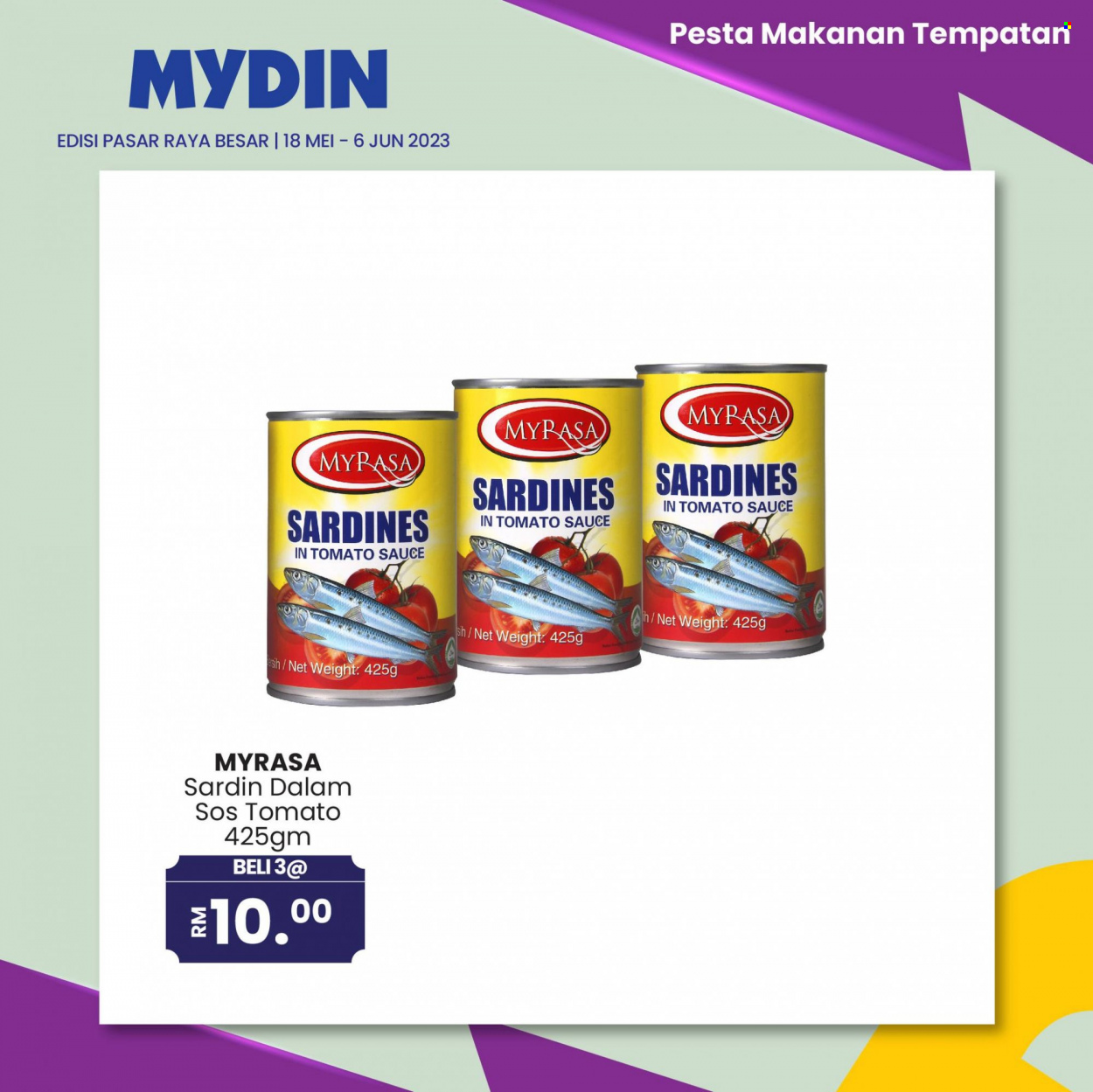 Iklan Mydin - 18.05.2023 - 06.06.2023 - Produk jualan - sardin, tempatan. Halaman 6.